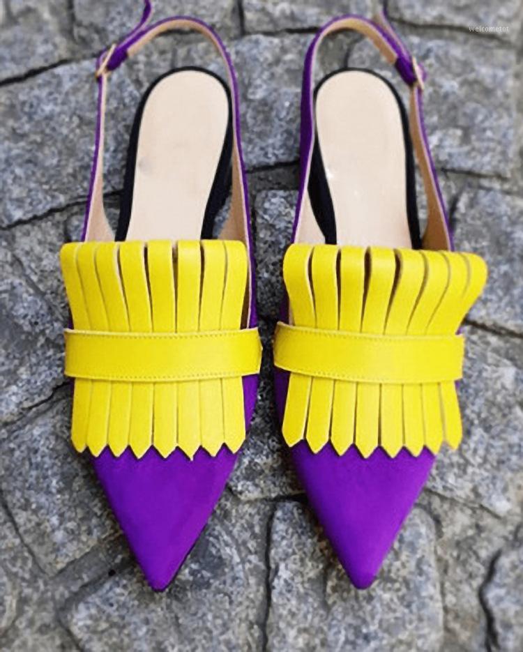 

yellow purple block color slingback sandals for woman hot sales summer casual flats sandals women shoes big size 34-431, Blue