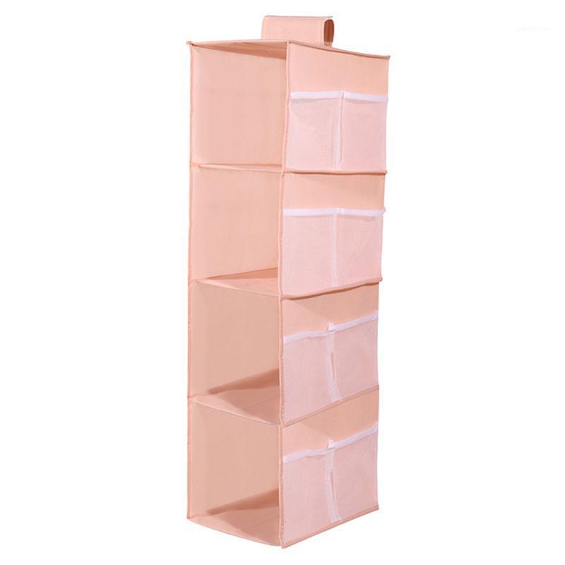 

Clothes Hanging Closet Organizer Home Handbag Shoes 4 Shelf Dustproof Easy Install Washable With Side Pockets Foldable Shelves1, Blue