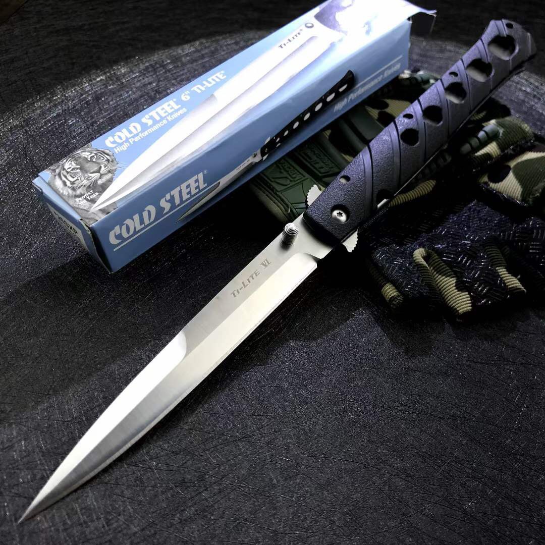 

Cold Steel 26SXP Ti Li te XL 6 Folding Knife Stiletto Sword Satin Plain Blade Black ZyEx Handle Outdoors Camping Tactical Knives