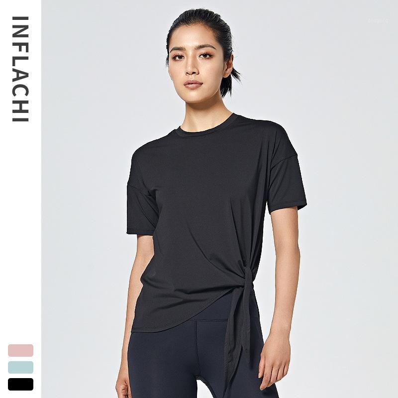 

Sportswear T-shirt ladies summer round neck short sleeve wicking yoga clothes quick-drying breathable loose running top1, Black