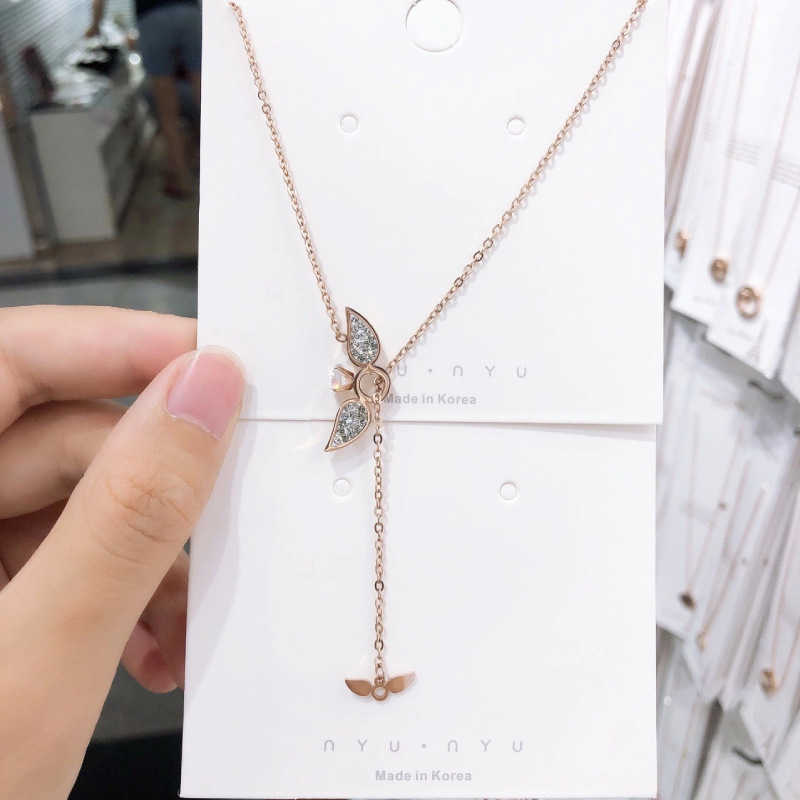 Thanksgiving Day Stainless Steel Jewelry Chain Necklace for Women Fine Gold Pendant Biker Anchor Dragonfly Glass-image-749732977