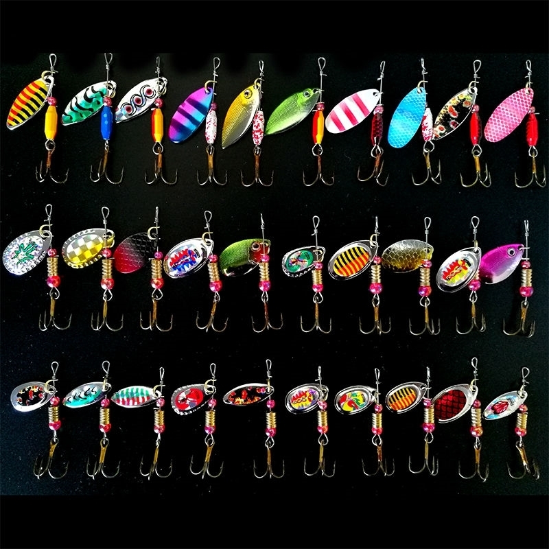

Hot 30pcs/lot Spinners Fishing Lure Mixed Color/Size/Weight Metal Spoon Lures Hard Bait Fishing Tackle Metal Lure Atificial Lure 201031