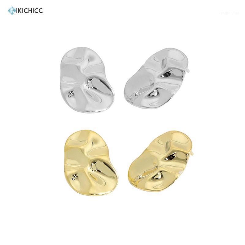 

Stud KIKICHICC 925 Sterling Silver Gold Oval Piercing Irregular Geometric Earring Rock Punk Wedding Gift Jewellery, Golden;silver