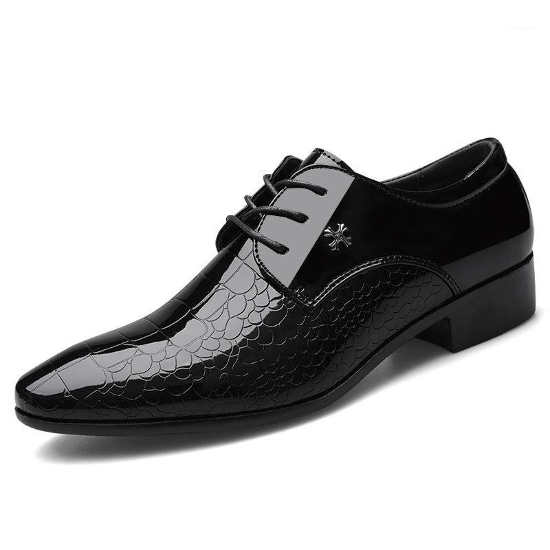 

Black Crocodile Male Patent Leather Oxford Shoes Designer Men Dress Shoes Formal Man Business Office Wedding Party1
