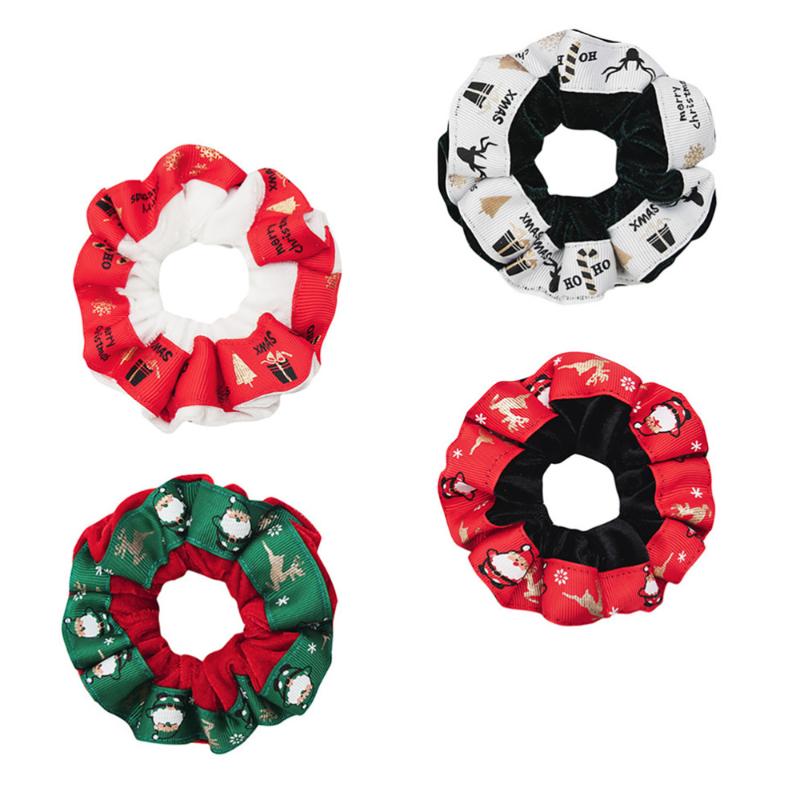 

4Pcs Soft Hair Rope Hair Rings Sweet Headdress Xmas Band Girl Ties