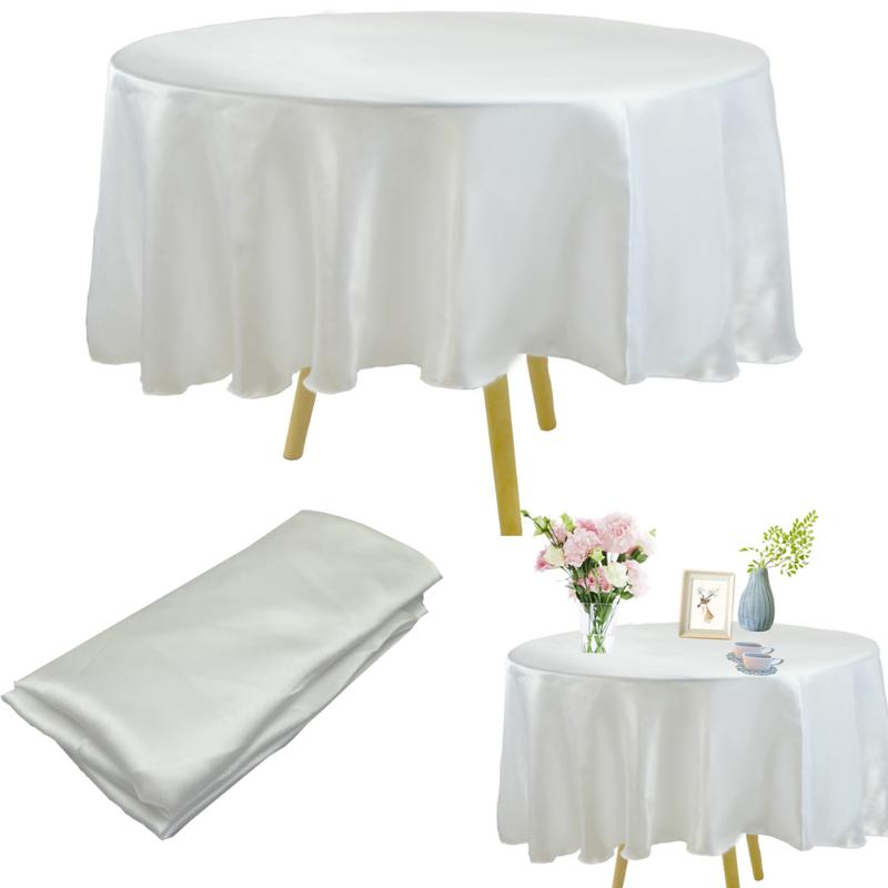 

Round Satin Table cloth Table Cover For Wedding Decoration Banquet Dining Overlays Christmas Halloween Birthday Tablecloth, Red