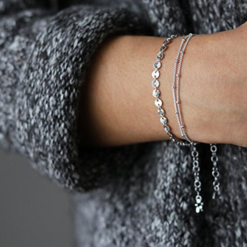 

Link, Chain KBJW 3 Layers 2pcs Bracelets Set Round Disk Coin Sequins And Beaded Hand Jewelry For Women