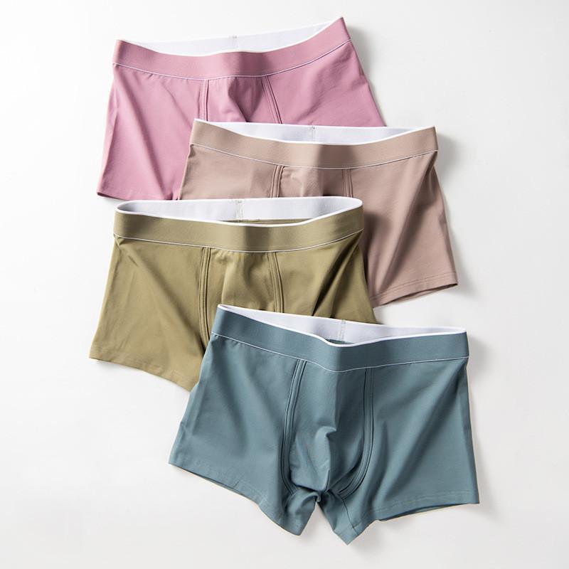 

Winter new men's underwear cotton men's mid waist solid color underwear seamless boxer pants1, Blue