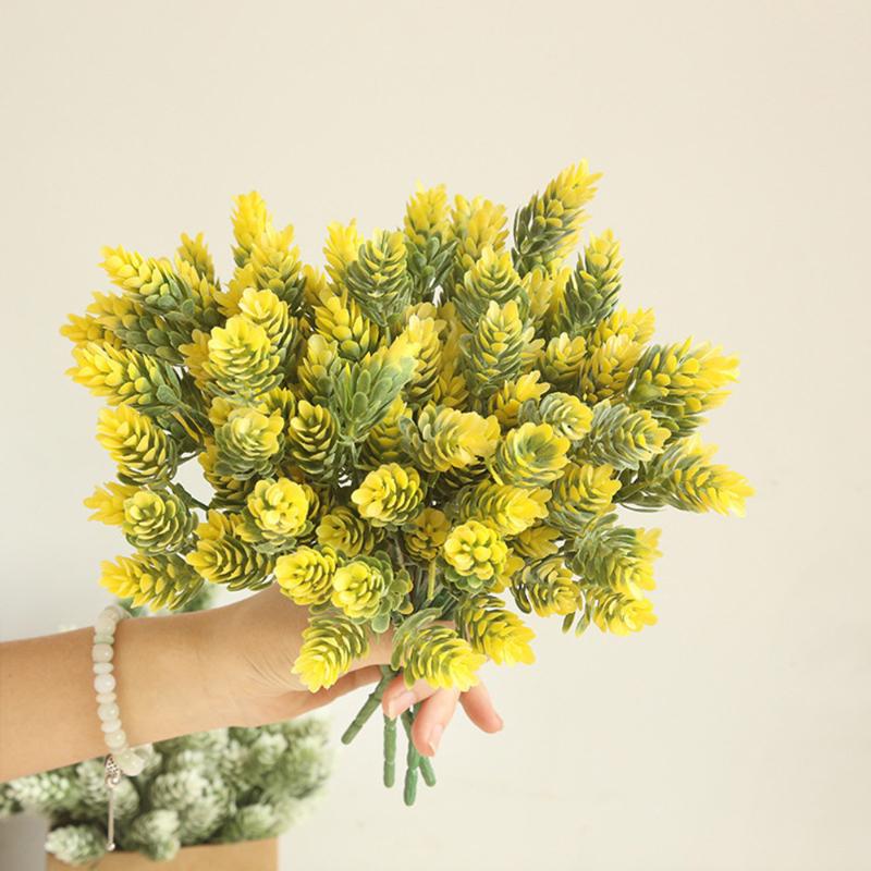 

Dried Flowers Natural Artificial Flowers for Decoration Artificial Fake Plastic Silk Eucalyptus Plant Home Garden, Yellow