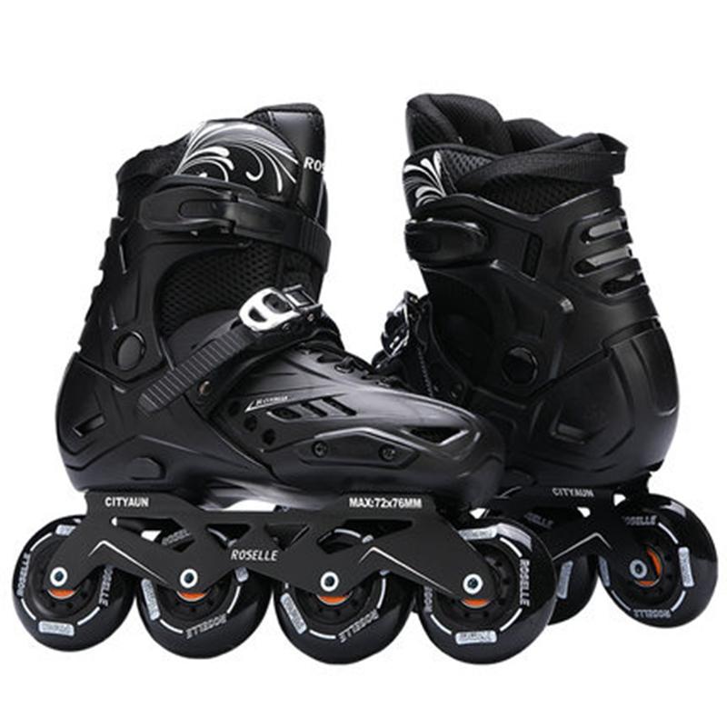 

Skates children men and women beginners full set 8-12 years old roller skates adult roller skating shoes adjustable shoes, Black