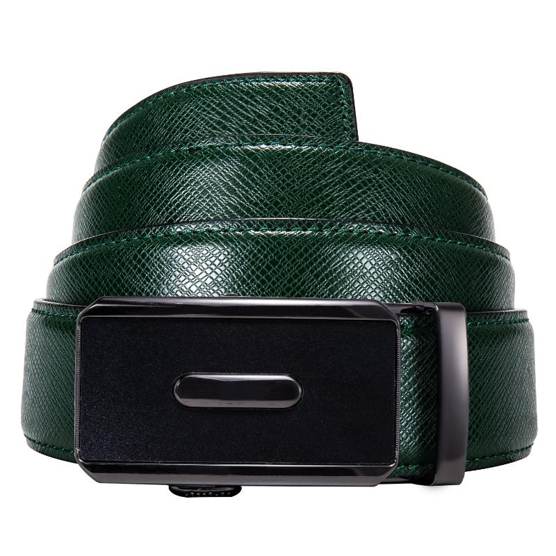 

130cm Men Belt Green Leather Belt Alloy Automatic Slide Buckle Square Buckle Waist Strap Gift for Wedding Business Barry.Wang, Black