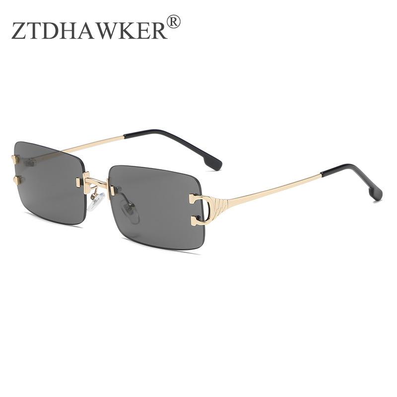 

New Retro Frameless Cut-edge Sunglasses Men and Women Fashionable Metal Wild Square Spectacles Glasses