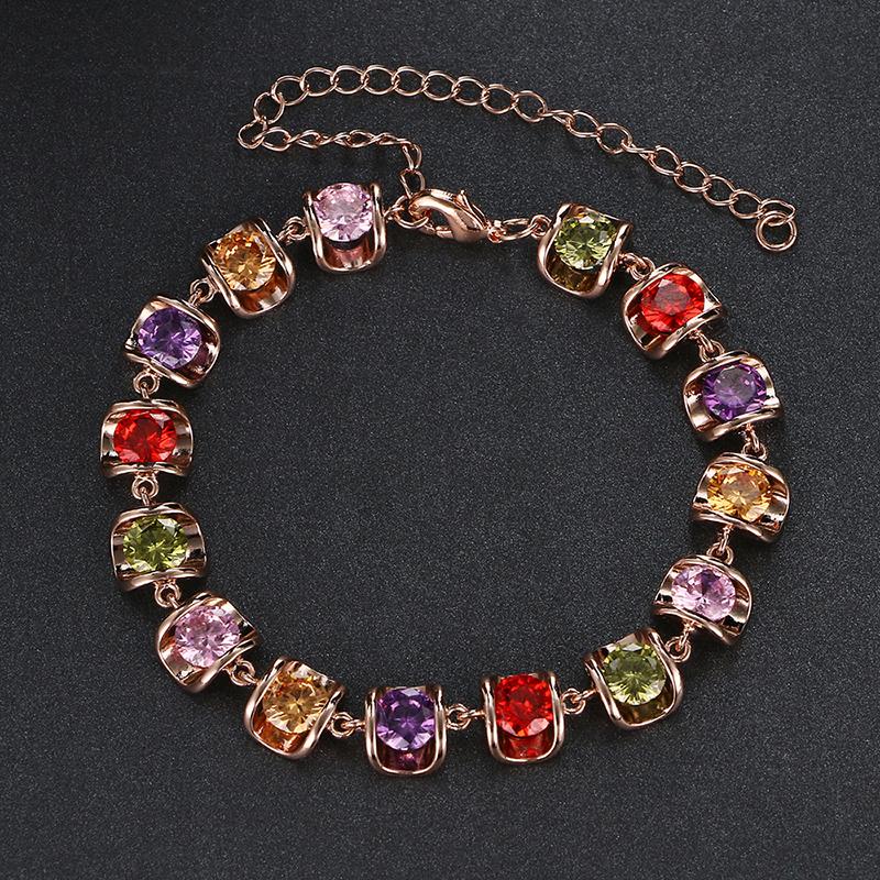 

Fashion Luxury shining Cubic Zirconia Charm Bracelets Women Party Show New Rose Gold Color Bride Bracelets Wedding Gifts B-030