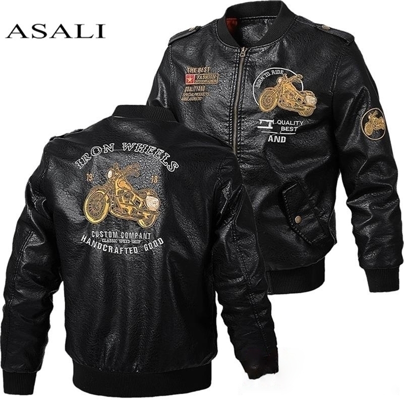 

Male Leather Jacket Slim Fit Coat Men Stand Collar jaqueta PU Coats Biker Jackets Casual Motorcycle Faux Fur -5XL Jacket Fleece 201118, Fk152 black thin
