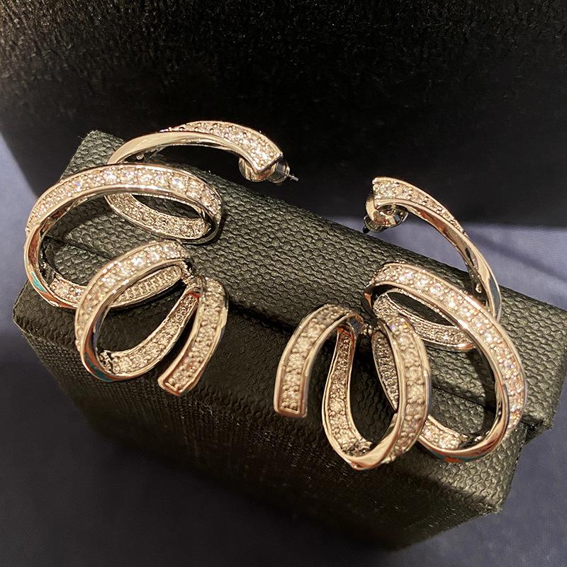 

fashion silver color cz spring spiral earring for women