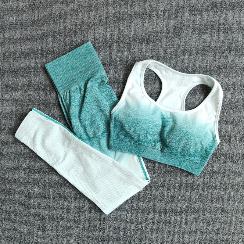 

Yoga Set Sports Bra and Leggings Women Gym Set Clothes Seamless Workout Fitness Sportswear Fitness Sports Suit Sportswear, Green