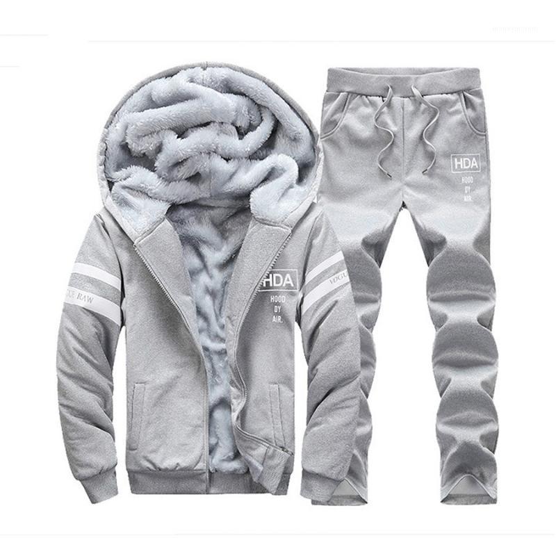 

2018 Men Hoodies Male Moletom Warm Thick Velvet Solid Tracksuit Men Hooded Jacket+Pants 2 PCS Sportswear Plus Size 4XL1, Black