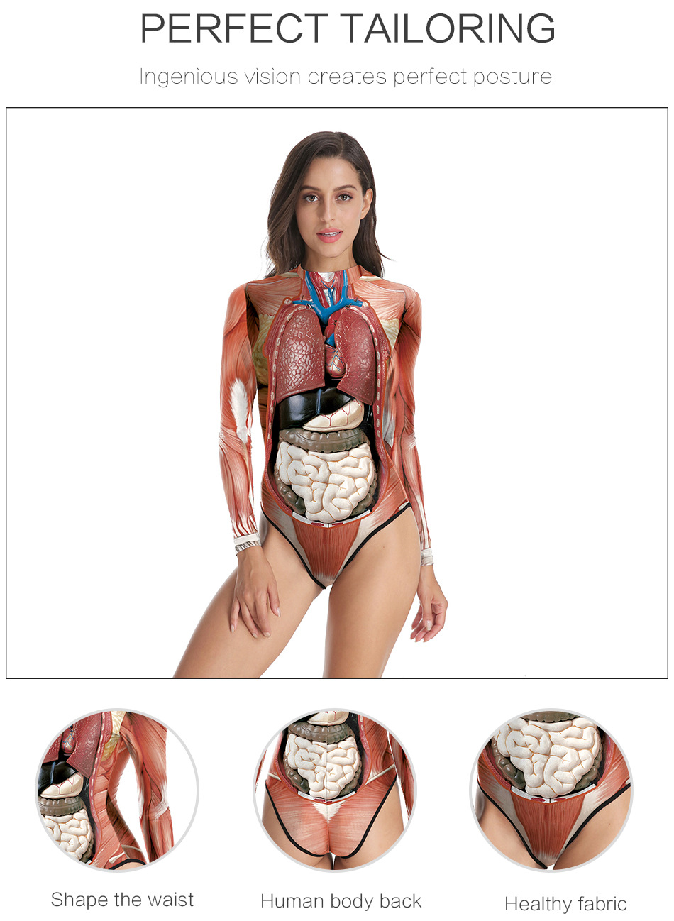 2020 Human Anatomy Body One Piece Jumpsuit For Women Summer 2020 Long