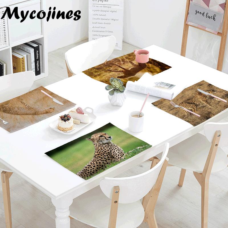 

High Quality Cheetah Prairie Play Dining Table Napkin Kitchen Napkin Cute Leopard Decoration Family Restaurant Table Mat