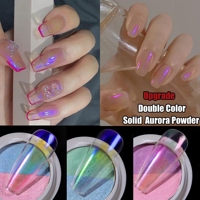 

Double Color Solid Aurora Nail Powders Transparent Mirror flour Neon Nail Glitters Chameleon Powder Dust Art Pigments