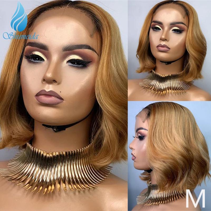 

SMD 13*6 Lace Front Wigs with Baby Hair Brazilian Remy Human Hair Wigs Brown Bob For Women Pre Plucked Hairline, As pic