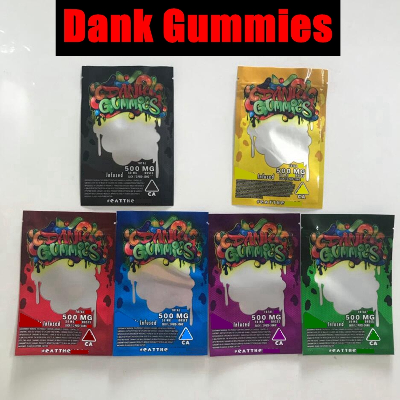 

New 6 types 500mg Dank Gummies Mylar Bag edibles packaging Chuckles edible Zip Lock Packaging Gummy for cookies Dry Herb Tobacco Flower