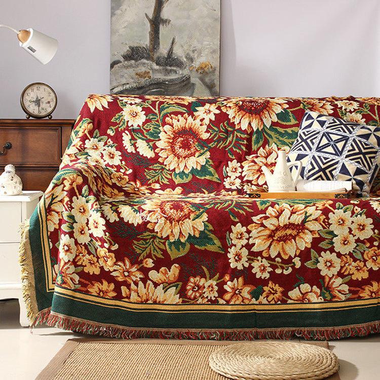 

Aggcual best sale chrysanthemum flower throw blanket for sofa double-sided sofa towel Knitted blanket bedroom bedspread rug XT11