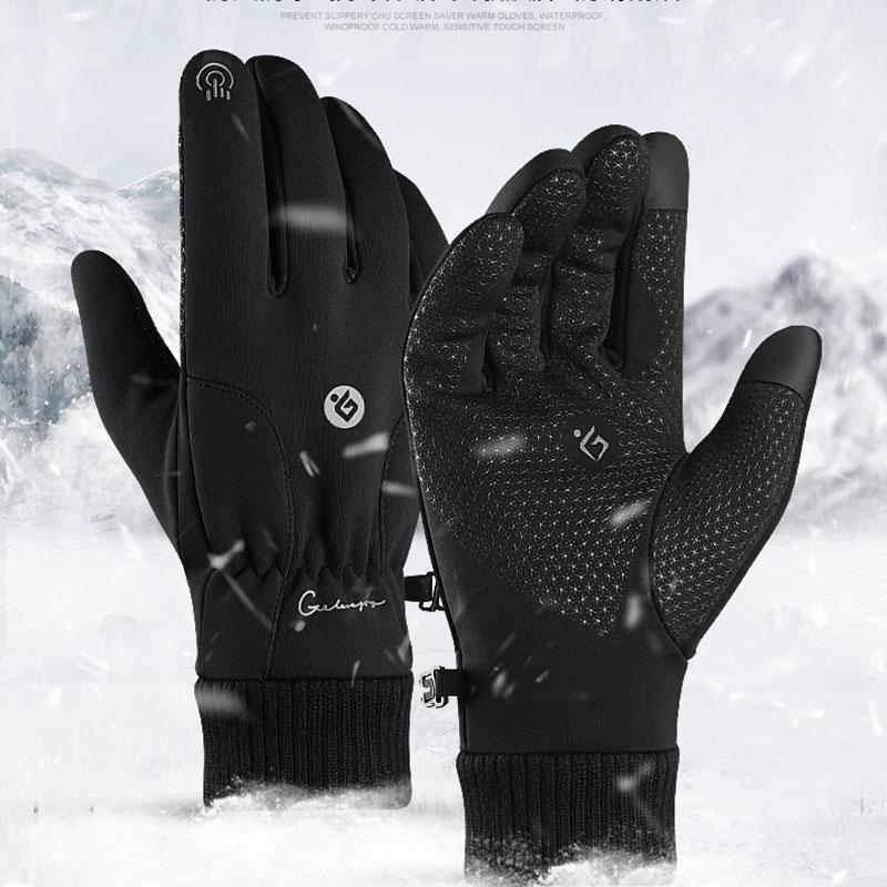 

Winter Men's Gloves Outdoor Windproof Thick Warm Cycling Gloves Mountaineering Skiing Waterproof Touch Screen For Men New1, Black
