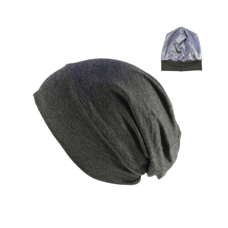 

Women Ladies Modal Satin Lined Sleep Cap Moon Cap Nursing Chemo Hair No Fading Comfortable Bonnet, Black