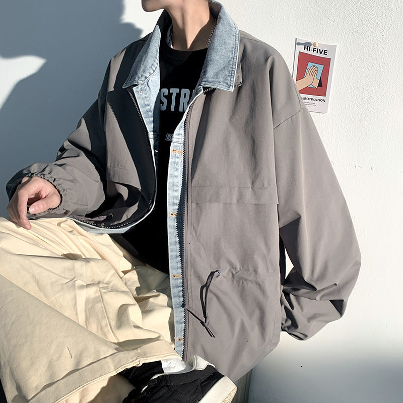 

Jacket 2021 Men's Spring New Sewing Size M-5xl Coat Two Workpieces Made Top Male Tools H5D5, Khaki.