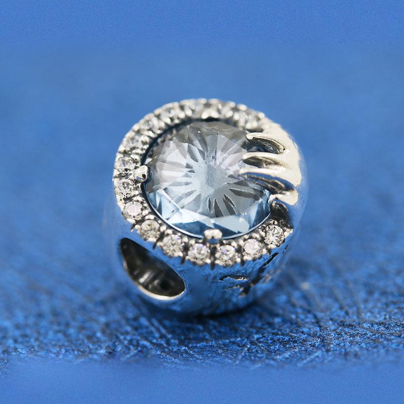 

925 Sterling Silver Christmas Frozen Winter Crystal Charm Bead For European Pandora Style Jewelry Charm Bracelets, Black