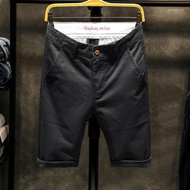 

2020 Casual Summer Shorts Men Cotton Knee Length chinos shorts Vintage Casual Men bermuda masculina Big Large Size1, Beige