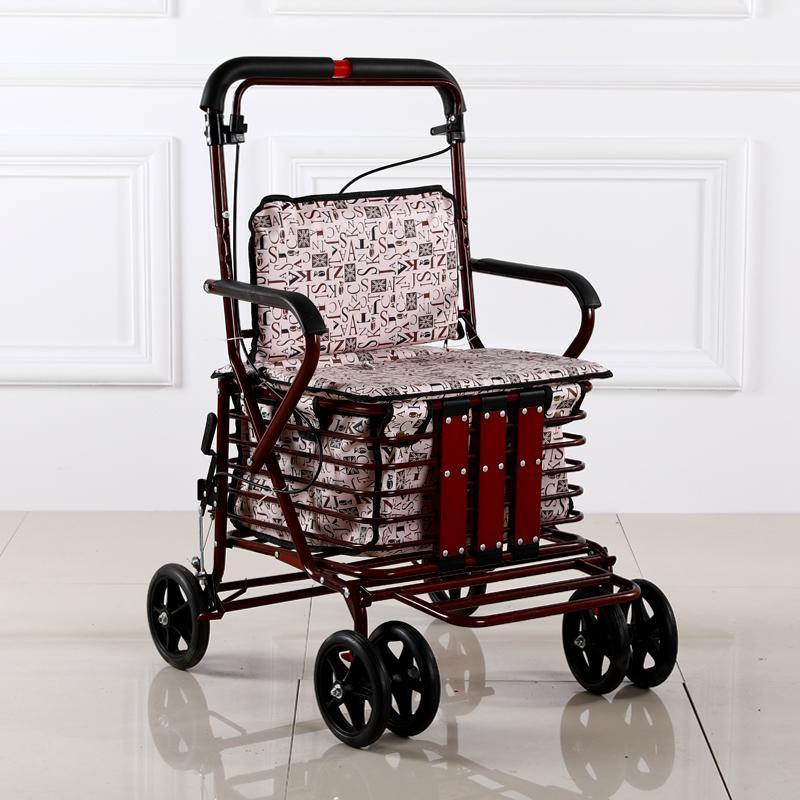 

Elderly Trolley Can Sit Push Elderly Shopping Cart shopping Luggage Trolley Seat Folding Walking baby stroller travel pram1