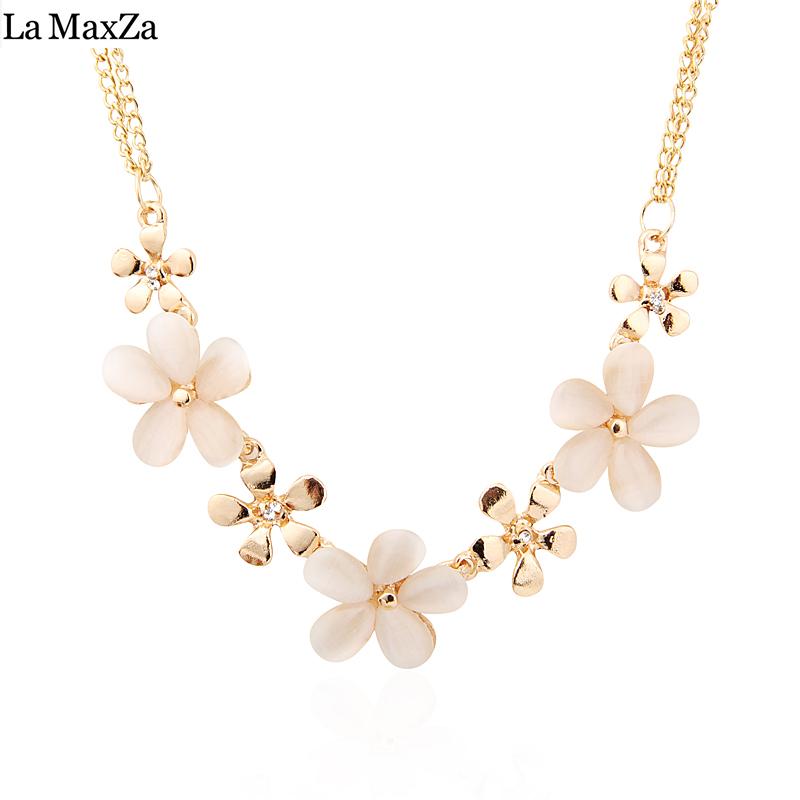 

La MaxZa Charms Flower Cat's Eye Crystal Clavicle Necklace Jewelry Rose Gold &Necklace Jewelry Making For Woman Gifts