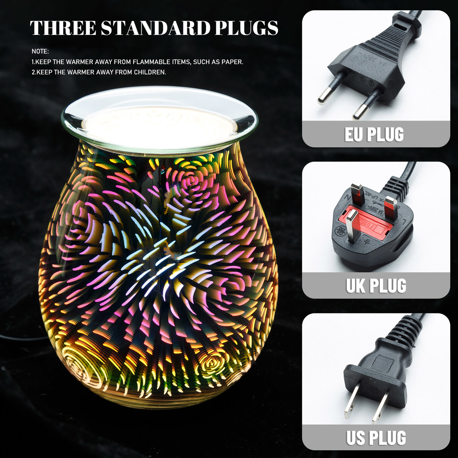 

2021 New 3d Glass Wax Warmer Multi-color Fragrance Light Home Bedroom Decor Night Dfom