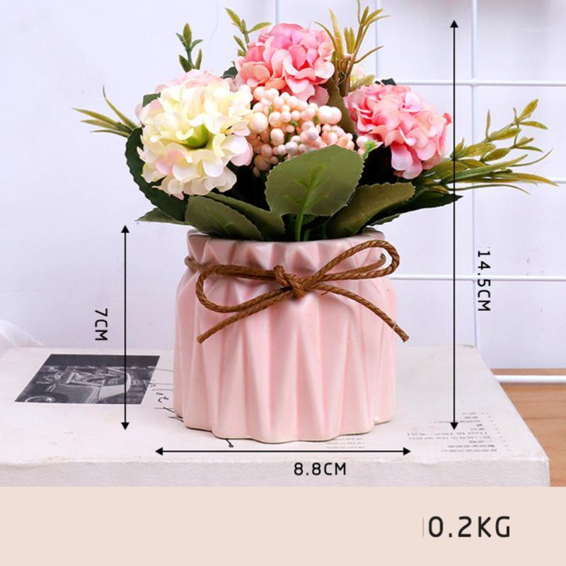 

Plastic Fake Rose Faux Green Grass Simulation Artificial Flowers Plants with Pots for Home Decor (Pink)1, As shown