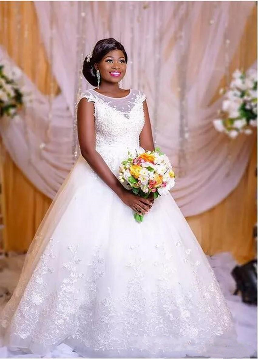 Africaine Jolie Ivoire Une Ligne Robes De Mariée Retour À Lacets Plus La Taille Dentelle Appliqued Robe De Mariée Longueur De Plancher Femmes Jar