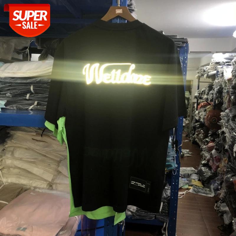 

WELLDONE T-shirt 3M Reflective Men Women Patchwork T Shirt #5Z9O, White;black