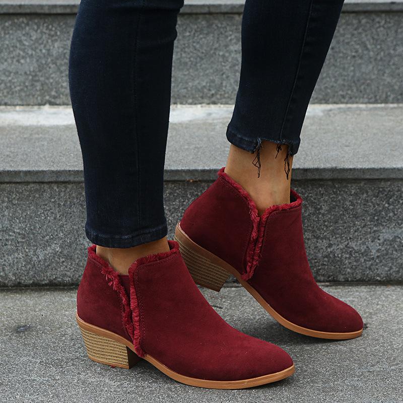 

New Fashion 2020 Winter Women Boots Ankle Boots Farbic Comfy Shoes For Women Casual Ladies Chunkt Female Botas Mid Heel Footwear, Black