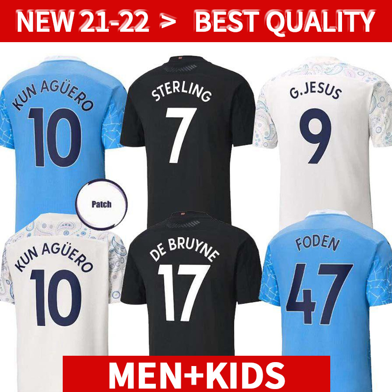 

20 21 soccer jersey 2020 2021 STERLING football shirt manchester KUN AGUERO DE BRUYNE GESUS BERNARDO MAHREZ RODRIGO FODEN city men kids kits, Black;yellow