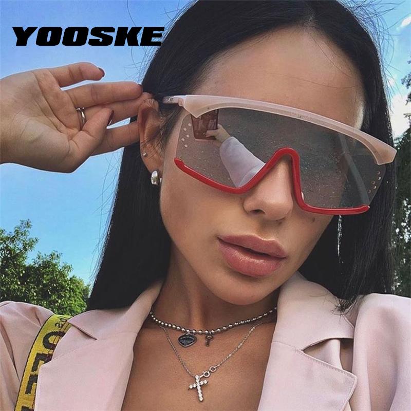 

YOOSKE Oversized Sunglasses Women Vintage One-piece Sun Glasses Retro Mirror Lens Goggle Big Frame Eyewear UV400
