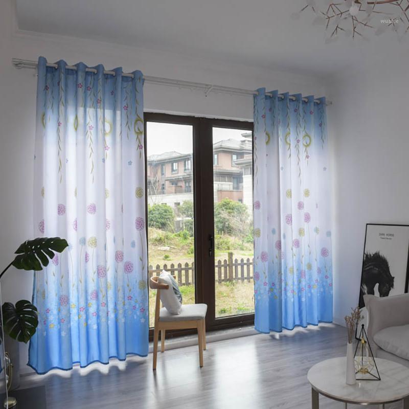 

Elegant Dandelion Leaves Floral Printing Sheer Curtain Delicate Tulle Window Treatment Voile Drape Valance Fiber 270x100cm 1PC1, Purple