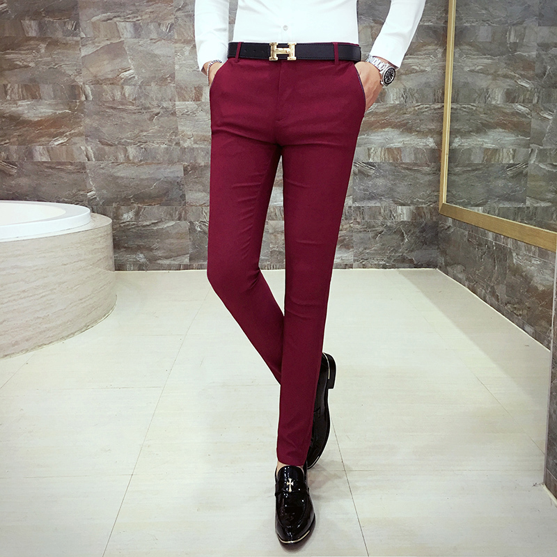 

2020 Male High-quality Fashion....mark Solid Color....marriage Suit Pants, Pants....red Wine Pants.. 79tk, Black.
