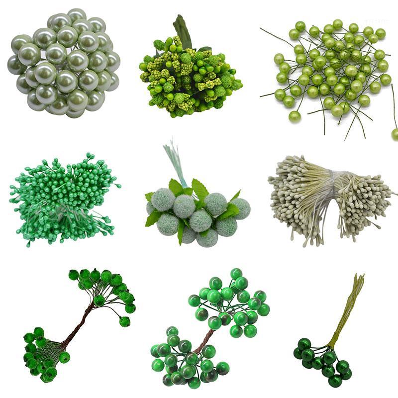 

Mixed Green Artificial Stamen Flower Cherry Berries Bundle for Wedding Christmas Party DIY Gift Box Wreath Flower Decor Supplies1, F09