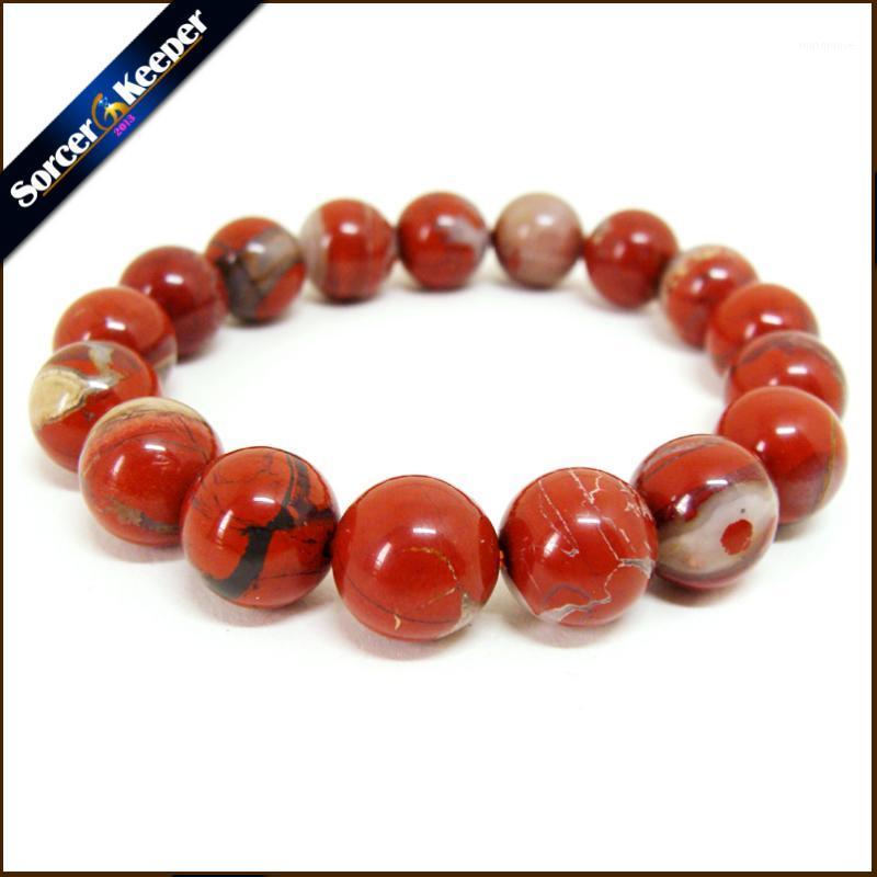 

Natural River Jaspers Stone Handmade Red Color Chakra Bracelet Jewelry 12mm Round Bead Bracelet Creative Gifts Couples Bracelets1