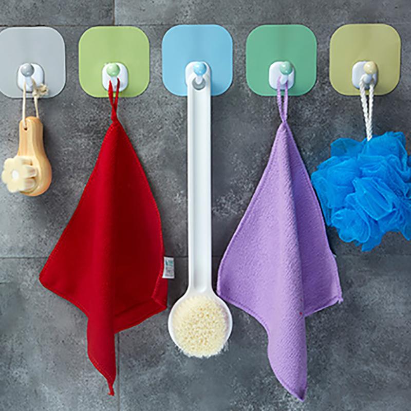 

5PCS Hot Sale Non-scratch Adhesive Household Waterproof Hooks Kitchen Bathroom Hanger Clothes Towel Wall Key Holder Random Color