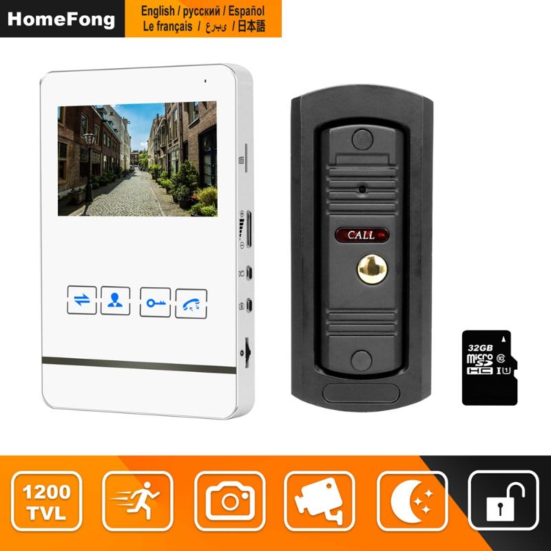 

HomeFong 4 Inch Wired Video Door Phone Door Intercom System for Home Security Kit Support Motion Detection Night Vision 1200TVL
