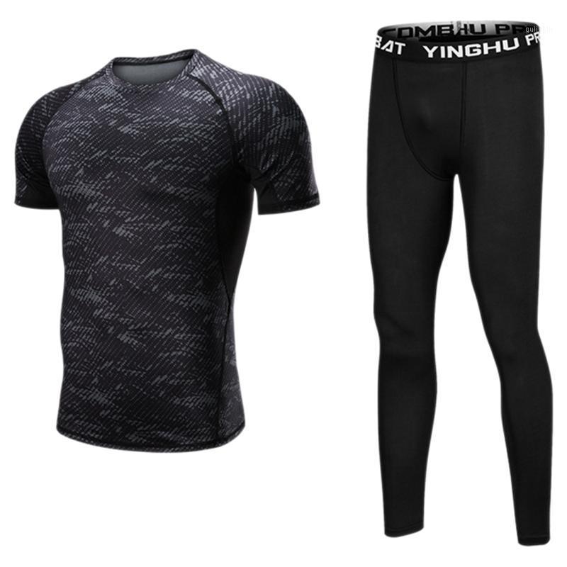 

Fashion Men's Suit 2 Piece Sportswear Suit Football Fitness Mountain Climbing Running Sports Black1, Black