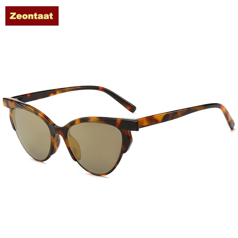 

Sunglasses Zeontaat 2021 Fashion Woman Brand Designer Vintage Retro Triangular Cat Eye Glasses Leopard Uv400