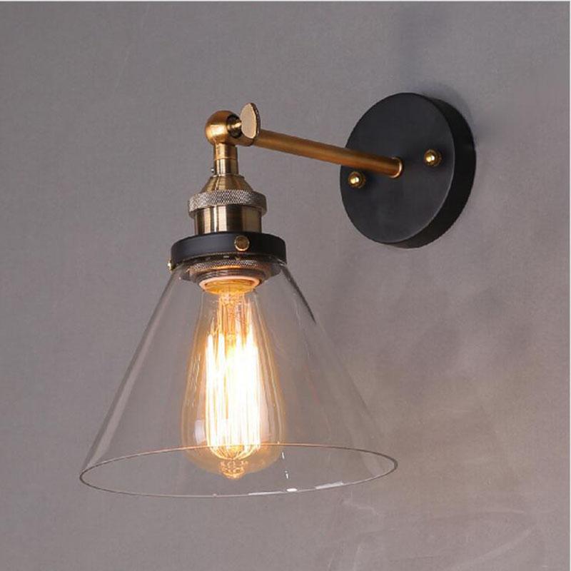 

Loft Nordic style American Industry Retro Art Glass Simple Personality Aisle Bedroom machine head Wall lamp archaize